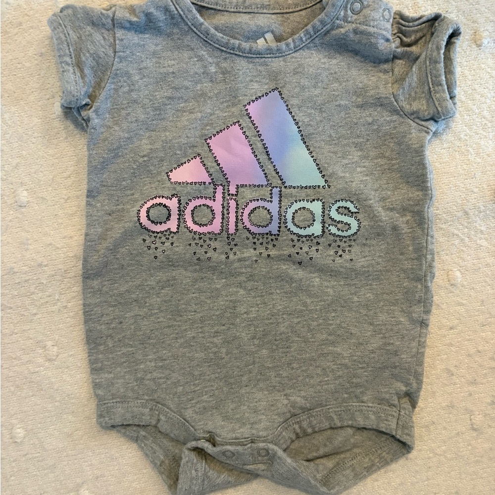 adidas Gray Bodysuit with Pastel Logo